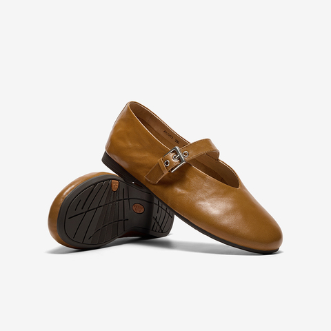 Bata羊皮书玛丽珍单鞋女2025秋商场新款复古软底浅口鞋AUO01CQ5