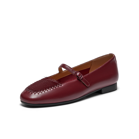 Bata玛丽珍女2025秋季商场新款羊皮法式通勤软底复古单鞋AVL66CQ5