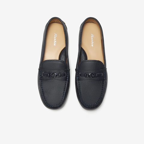 Bata乐福鞋女2025秋商场新款复古英伦风羊皮软底一脚蹬AE263CA5