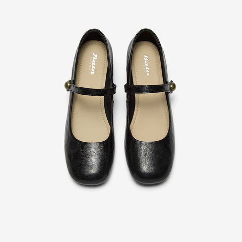 Bata玛丽珍单鞋女2025秋季商场新款复古软底甜美浅口鞋8921DCQ5