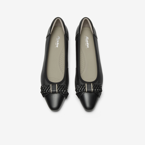 Bata浅口单鞋女2025秋商场新款羊皮粗跟通勤优雅软底单鞋6298DCQ5