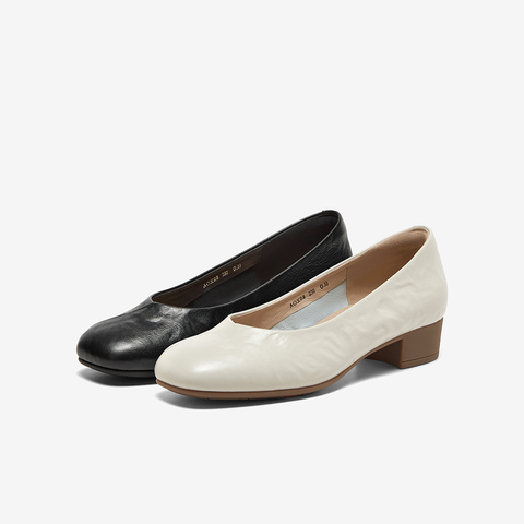 Bata浅口单鞋女2025秋季商场新款羊皮抓纹通勤软底单鞋AOX08CQ5