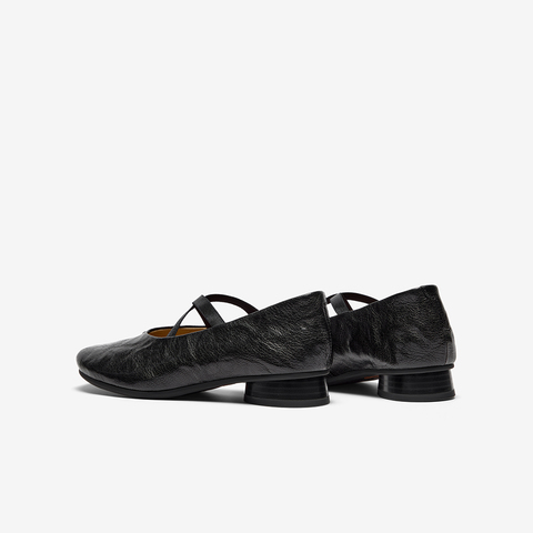 Bata羊皮书玛丽珍女2025秋商场新款英伦抓纹羊皮复古单鞋63201CQ5