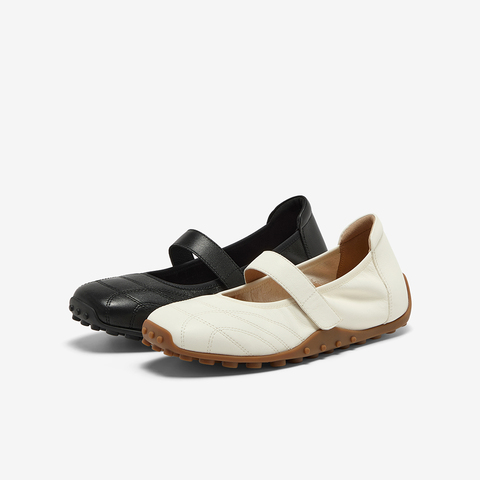 Bata休闲玛丽珍2025秋季商场新款羊皮通勤豆豆底开车鞋ABI10CQ5