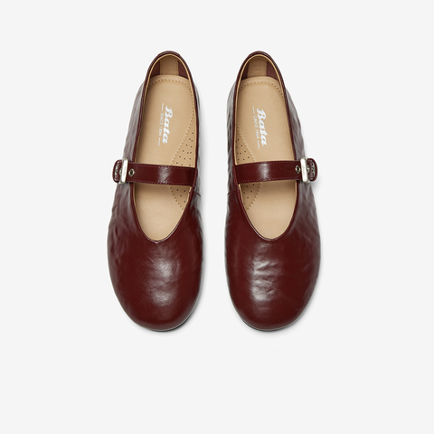 Bata羊皮书玛丽珍单鞋女2025秋商场新款复古软底浅口鞋AUO01CQ5