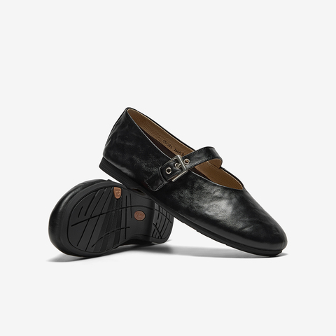 Bata羊皮书玛丽珍单鞋女2025秋商场新款复古软底浅口鞋AUO01CQ5