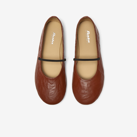 Bata羊皮书玛丽珍女2025秋商场新款百搭通勤浅口软底单鞋53967CQ5