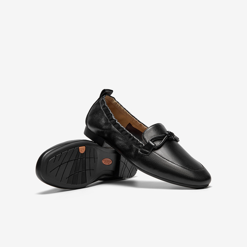 Bata乐福鞋女2025秋商场新款英伦羊皮通勤百搭软底一脚蹬AVL56CA5