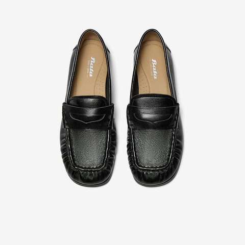 Bata乐福鞋女单2025秋季新款英伦风羊绒皮舒适百搭一脚蹬63081CA5