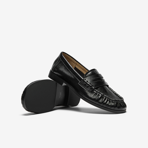 Bata乐福鞋女单2025秋季新款英伦风羊绒皮舒适百搭一脚蹬63081CA5