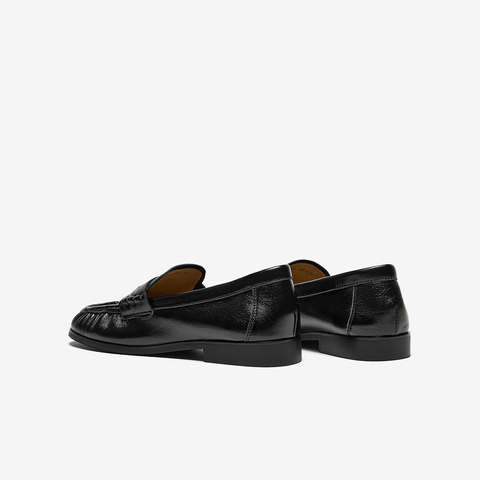 Bata乐福鞋女单2025秋季新款英伦风羊绒皮舒适百搭一脚蹬63081CA5