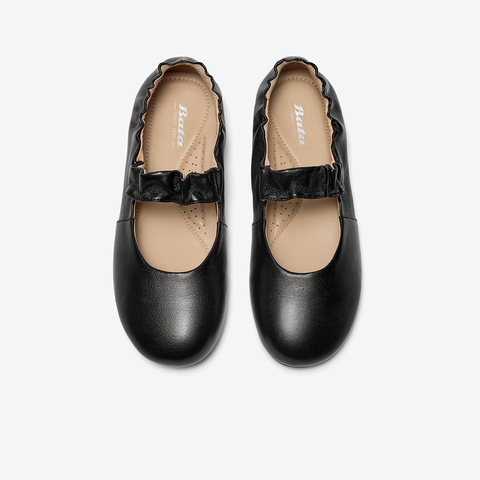 Bata玛丽珍女2025秋商场新款羊皮通勤浅口软底芭蕾舞鞋AUO24CQ5