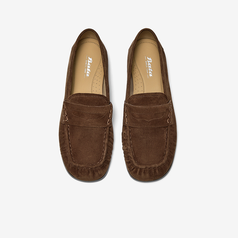 Bata乐福鞋女单2025秋季新款英伦风羊绒皮舒适百搭一脚蹬63081CA5