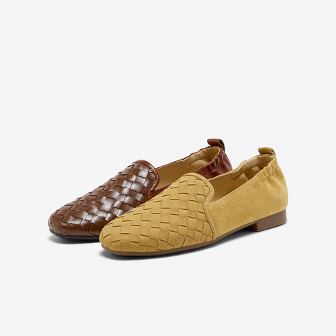 Bata乐福鞋女2025秋季商场新款编织英伦风通勤软底一脚蹬AVL33CA5