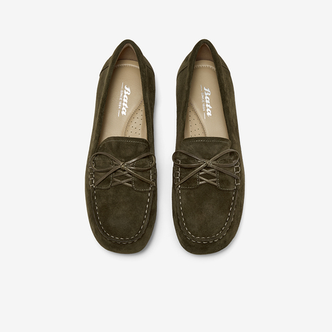 Bata乐福鞋女2025秋商场新款复古英伦风羊皮软底一脚蹬AQQ03CA5