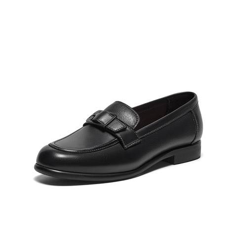 Bata乐福鞋女2025秋季新款复古英伦风牛皮通勤百搭一脚蹬AVG09CA5