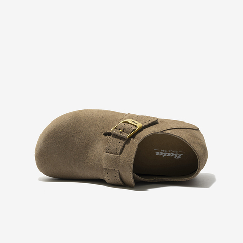 Bata勃肯鞋女2025秋商场新款英伦复古牛剖皮内增高一脚蹬31502CM5