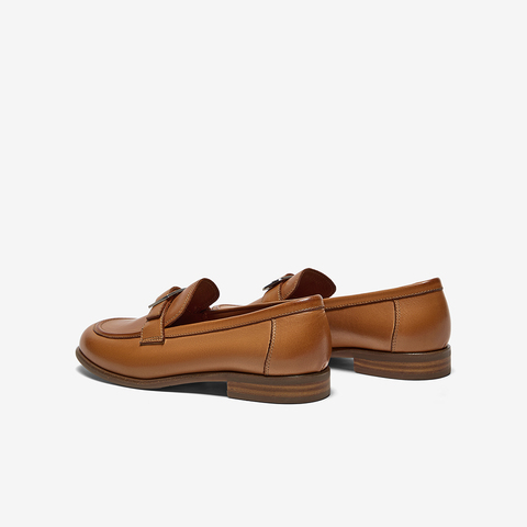 Bata乐福鞋女2025秋季新款复古英伦风牛皮通勤百搭一脚蹬AVG09CA5