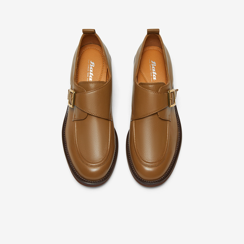 Bata乐福鞋女2025秋商场新款复古英伦牛皮通勤百搭一脚蹬ATA16CM5