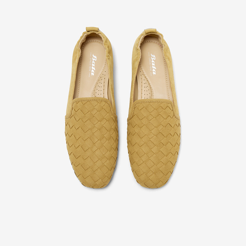 Bata乐福鞋女2025秋季商场新款编织英伦风通勤软底一脚蹬AVL33CA5