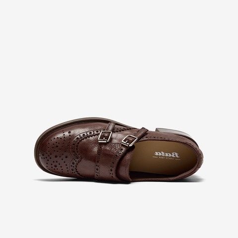 Bata乐福鞋女2025秋季新款复古布洛克牛皮通勤粗跟单鞋51539CM5