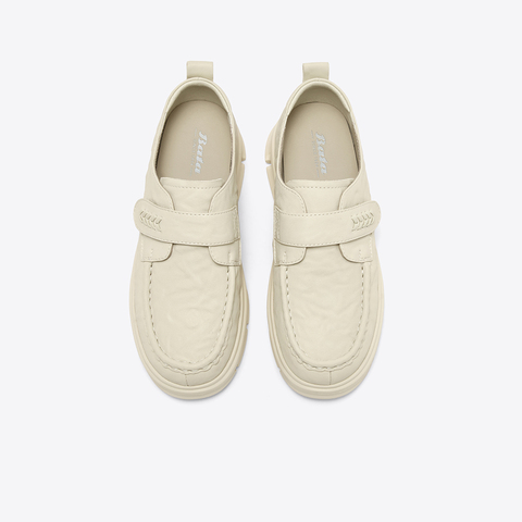 Bata乐福鞋女2025秋季商场新款牛皮纹理轻便厚底通勤单鞋20259CM5