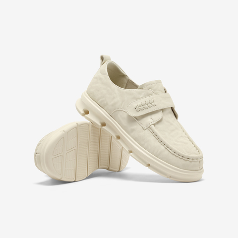 Bata乐福鞋女2025秋季商场新款牛皮纹理轻便厚底通勤单鞋20259CM5