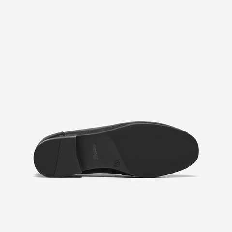 Bata乐福鞋女2025秋季新款复古英伦风牛皮通勤粗跟单鞋23018CA5