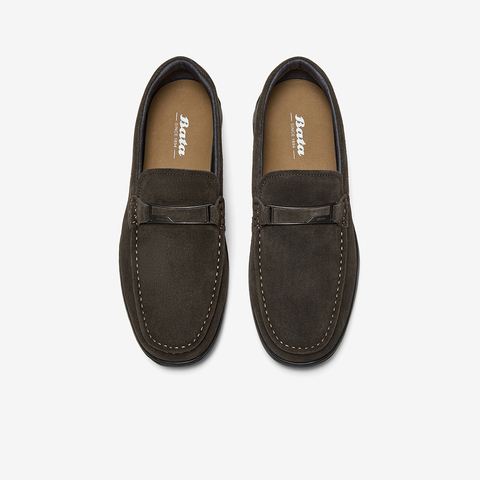 Bata乐福鞋男2025秋季商场新款英伦牛剖皮商务通勤一脚蹬30671CM5