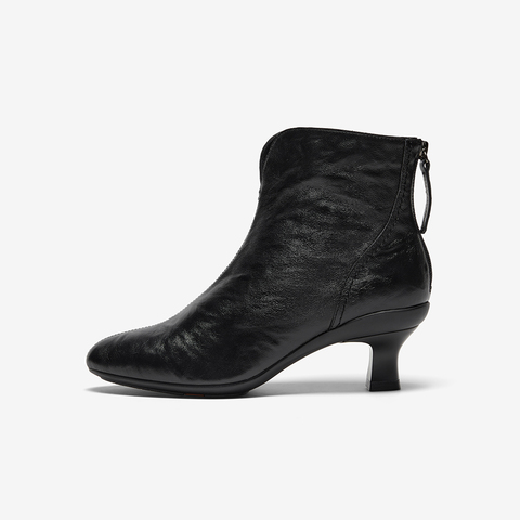 Bata时装靴女2025冬商场新款羊皮软底优雅粗跟通勤短筒靴AIR53DD5