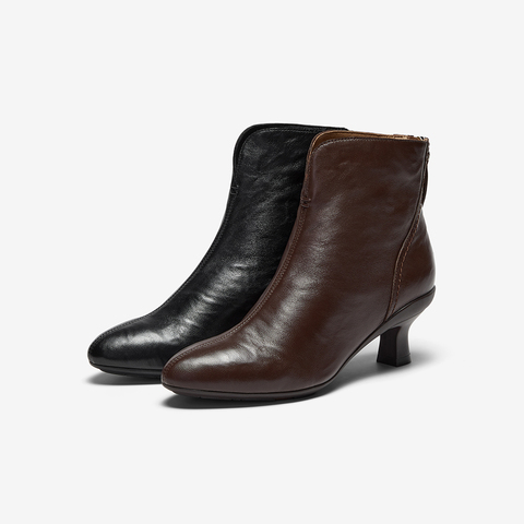 Bata时装靴女2025冬商场新款羊皮软底优雅粗跟通勤短筒靴AIR53DD5