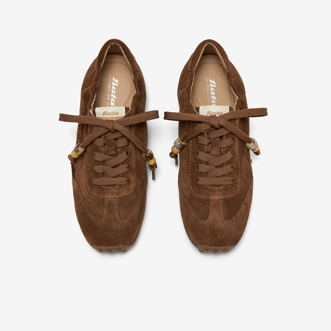 Bata休闲鞋女2025秋商场新款羊皮通勤百搭德训轻便运动鞋ABI02CM5