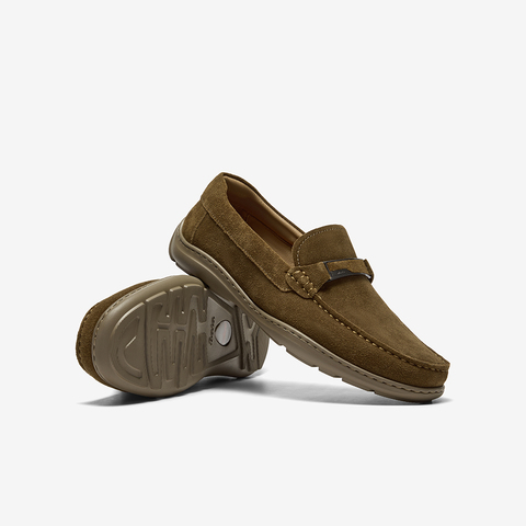 Bata乐福鞋男2025秋季商场新款英伦牛剖皮商务通勤一脚蹬30671CM5