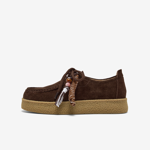 Bata休闲鞋女2025秋季商场新款牛剖皮通勤厚底百搭袋鼠鞋78838CM5