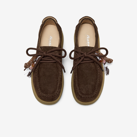 Bata休闲鞋女2025秋季商场新款牛剖皮通勤厚底百搭袋鼠鞋78838CM5