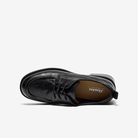 Bata牛津鞋女2025秋季新款英伦风牛皮粗跟通勤小皮鞋51590CM5