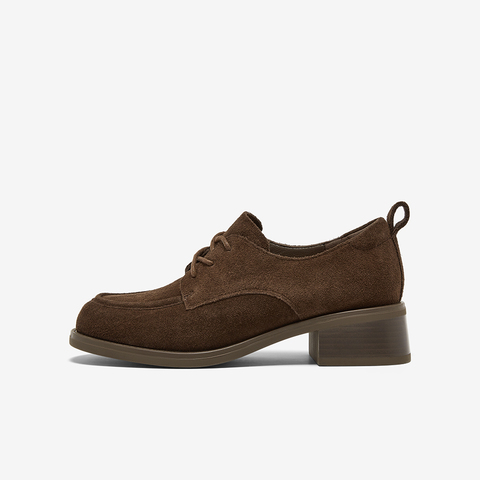 Bata牛津鞋女2025秋季新款英伦风牛皮粗跟通勤小皮鞋51590CM5