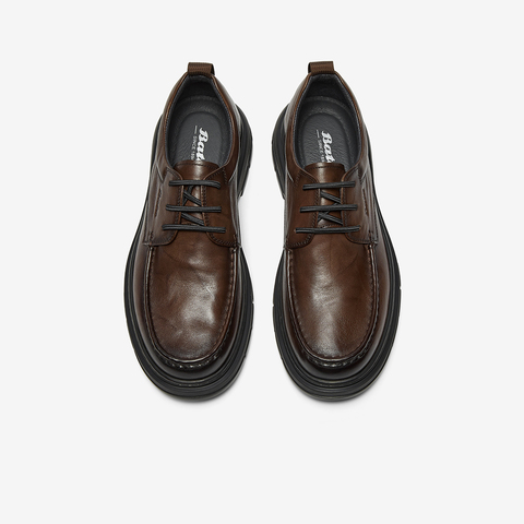 Bata休闲皮鞋男2025冬季商场新款牛皮通勤舒适商务皮鞋30822DM5