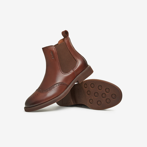 Bata切尔西靴女2025冬商场新款英伦风牛皮粗跟通勤短筒靴ATA44DD5