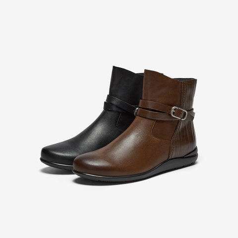 Bata时装靴女2025冬季商场新款百搭软底羊皮通勤短筒靴AWM65DD5