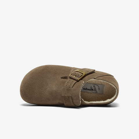 Bata勃肯鞋女2025秋商场新款英伦复古牛剖皮内增高一脚蹬31502CM5