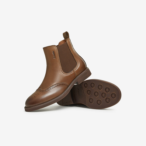 Bata切尔西靴女2025冬商场新款英伦风牛皮粗跟通勤短筒靴ATA44DD5