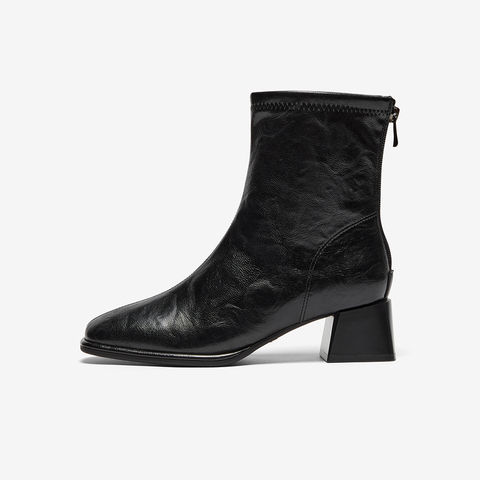 Bata弹力瘦瘦靴女2025冬季商场新款通勤百搭粗跟时装靴AAH40DZ5