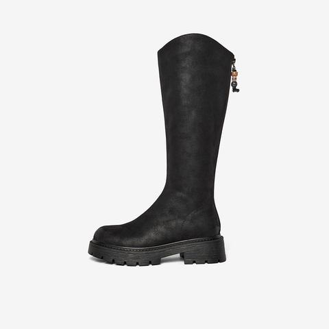 Bata时装靴女2025冬季商场新款英伦百搭长筒通勤骑士靴91020DG5