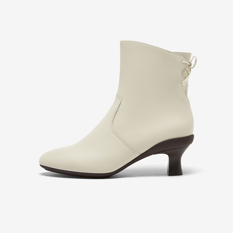 Bata时装靴女2025冬商场新款百搭软底羊皮通勤粗跟短筒靴AIR55DD5