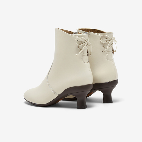 Bata时装靴女2025冬商场新款百搭软底羊皮通勤粗跟短筒靴AIR55DD5