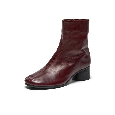 Bata时装靴女2025冬季新款羊皮软底通勤百搭中筒靴66071DZ5