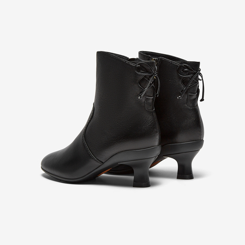 Bata时装靴女2025冬商场新款百搭软底羊皮通勤粗跟短筒靴AIR55DD5