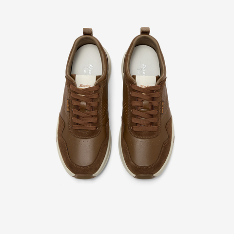 Bata休闲鞋女2025秋季商场新款牛剖皮厚底通勤百搭运动鞋A8A01CM5