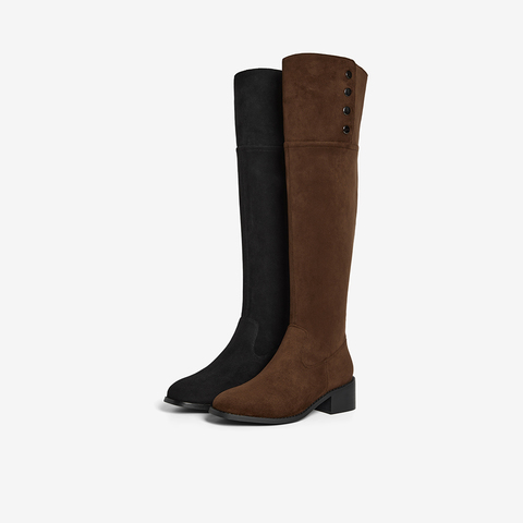 Bata西部靴女2025冬季商场新款翻翻靴厚底显瘦长筒牛仔靴10581DC5